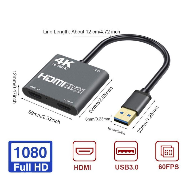 KuWFi 4K HDMI Game Capture Card HDMI to USB3.0 Video