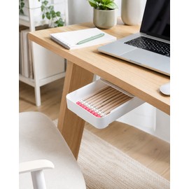 Under Desk Drawer Organizer for Office & Study - Self-Adhesive Pull-Out Storage for Small Essentials