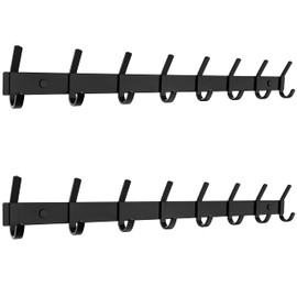 SAYONEYES Matte Black Coat Rack Wall Mount with 8 Double Hooks for Hanging – 24 Inch Heavy Duty SUS304 Stainless Steel Rustic Coat Hooks – Hat, Clothes, Purse, Towel Wall Hooks – 2 Pack
