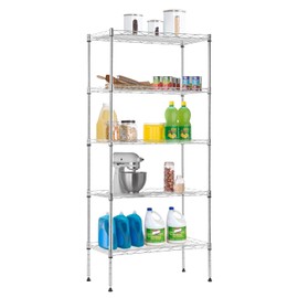 Adjustable NSF-Certified Metal Shelf Wire Shelving Unit Storage for Small Places Restaurant Garage Pantry Kitchen Garage Rack (Chrome, 21.5L x 11.6W x 47.6H)