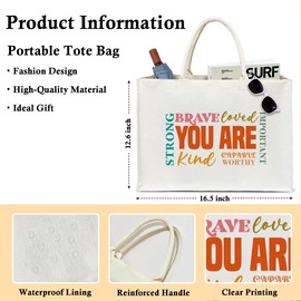 You Are Kind Floral Tote Bag Beach Bag For Women, Canvas Tote Bag Aesthetic Reusable Grocery Shopping Bag Travel Bag for Friends Sister Wife, Inspirational Gifts for Christmas Thanksgiving Day -39