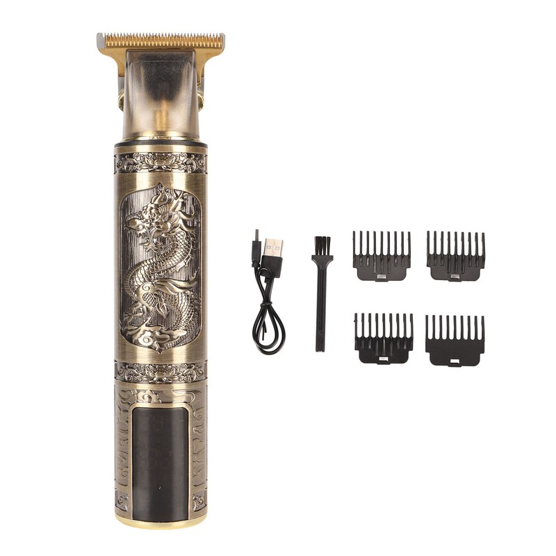Electric Hair Cutter Engraved Dragon Patterned Haircut Clipper Machine Compact