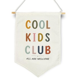 Cool Kids Club Hanging Pennant Flag, Kids Room Wall Banner, Playroom Wall Decor, Gift for Baby Kids Boys and Girls, Wall Art for Bedroom Nursery Playhouse Accessories for Kids Outdoor