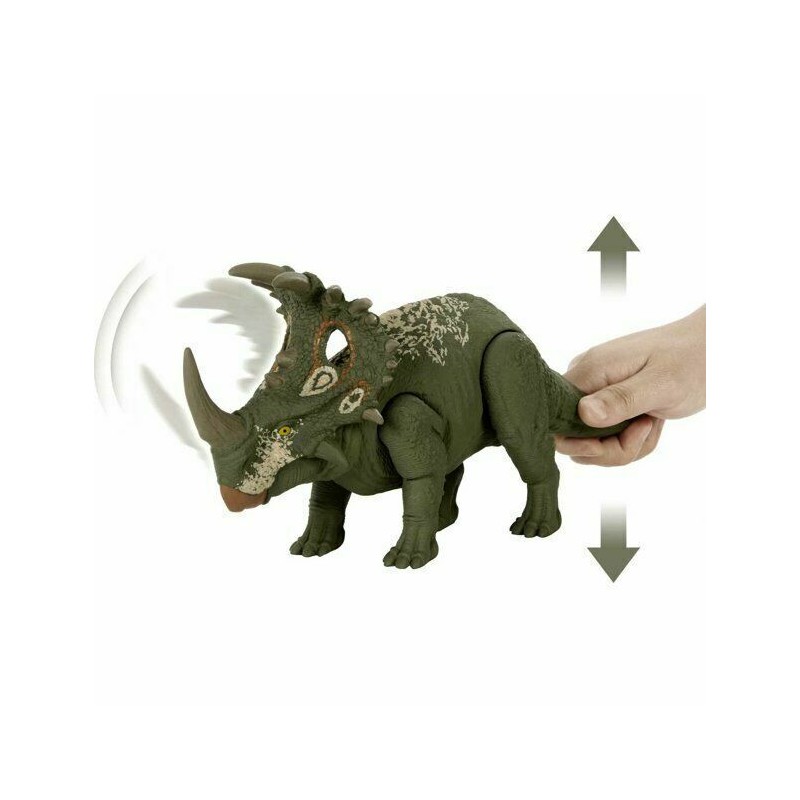 JURASSIC WORLD SOUND STRIKE MEDIUM SIZE TRICERATOPS FIGURE *DISTRESSED PKG