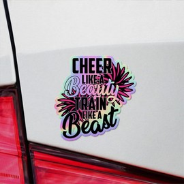 Vinyl Stickers Decals Of Cheer Like A Beauty Train Like A Beast - Apply On Any Smooth Surfaces Indoor Outdoor Bumper Tumbler Wall Laptop Phone Skateboard Cup Glasses Car Helmet Mug Door Truck Gifts D