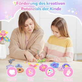 Etopgo Flower Craft Set for Girls 6-4-5 Years Gift for Girls 4 5 6 7 8 9 10 Years - Craft Case with Sequins DIY Bouquet, Gift for Children's Birthday, Creative Toy for Children