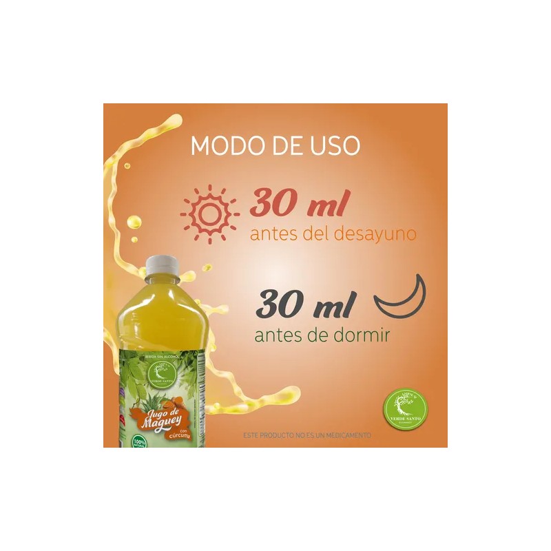 Bebida 10 Jugo Con Curcuma Verde Santo Natural Original 1l