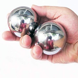 1.9" Stainless Steel Baoding Balls with Carry Pouch.Chinese Massage Health Balls for Hand Exercise Therapy and Stress Relief