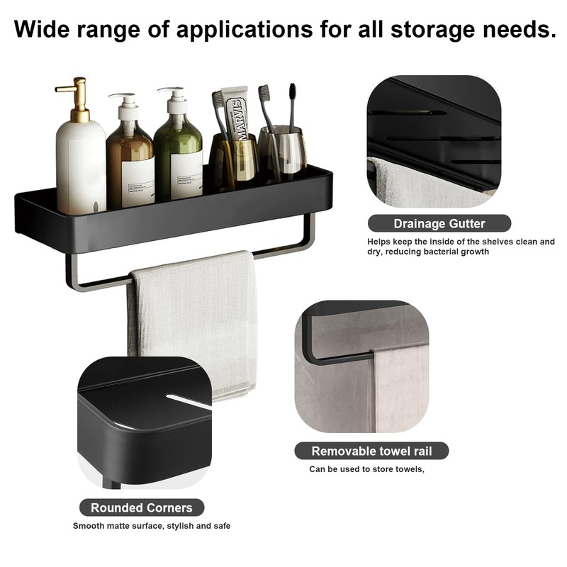 ILIKEPOW 2 Pack Shower Organisers Bathroom Shelves Basket No-Drilling Wall