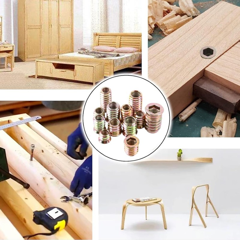 Threaded Insert, 20pcs Carbon Steel Hex Socket Drive Insert Nuts