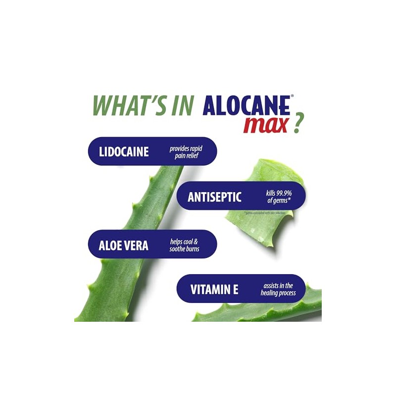 Gel Alocane de emergencia para quemaduras, máximo alivio, 2,5 onzas