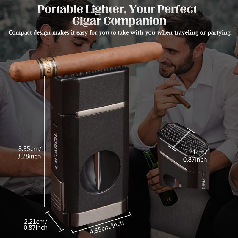 3 Jet Flame Cigar Lighter with Built-in V Cutter &