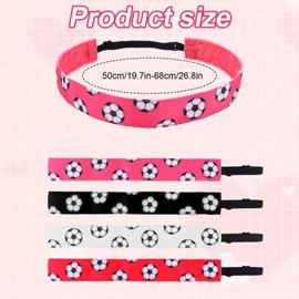 XIHIRCD 4 Pcs Soccer Headbands, Non Slip Thin Hair Bands Sport Soccer Headband Adjustable Stretchy Elastic Headband Sport Headband for Kids Girls Women Sport Accessory
