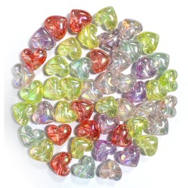 HAIKING Heart Beads, 50 PCS Acrylic Heart Charms for DIY Crafts, Jewelry Making (17 mm/0.66 in)
