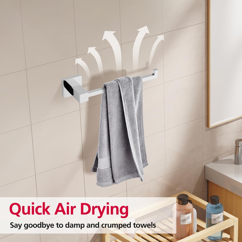 ACA Trading 250mm Square Towel Ring Rail 304 Stainless Steel