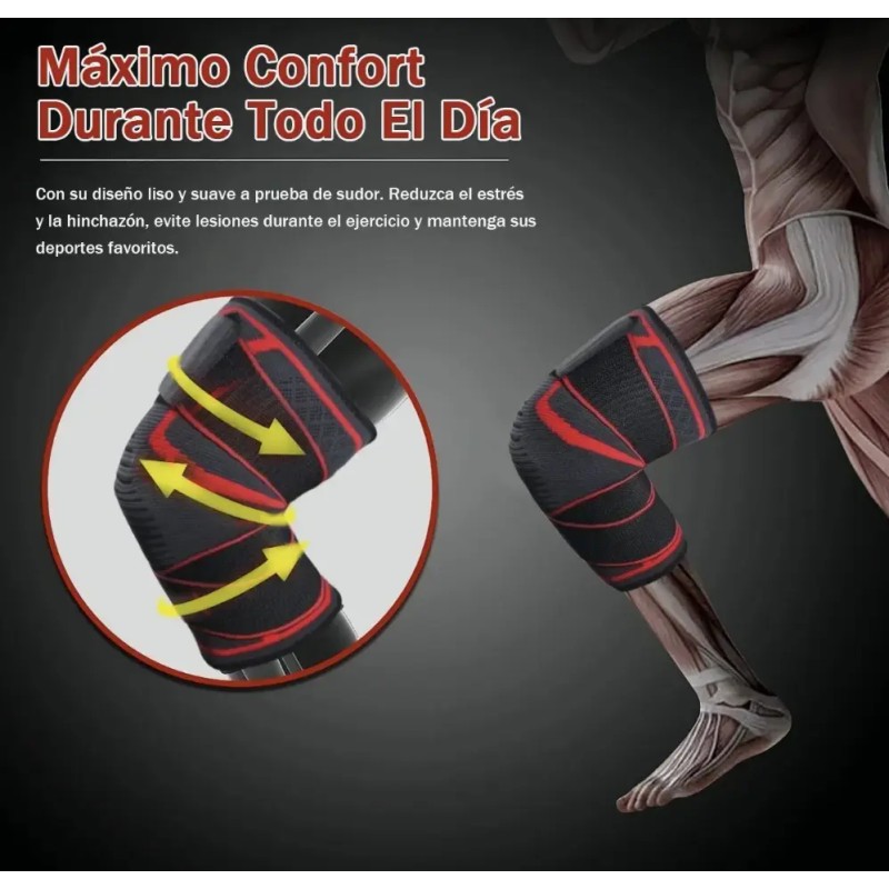 1 Par Rodilleras Elásticas Deportivas Premium Compresion Gym