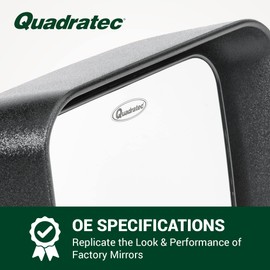 Quadratec Replacement Mirror for Passenger Side, Black - Fits Jeep Wrangler JK 2007-2018 - Looks Like Factory Mirrors - Use as Replacements or as Extra Site for Offroad Tube Doors