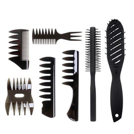 7 Stück Kamm Männer,Grob Haarbürste Herren Kit,Belüftete Styling Kamm Männer,Antistatischer Lockenkamm,Professioneller Haircomb für Locken Texturkamm Zum Föhnen,Glätten,Entwirren,Frisieren