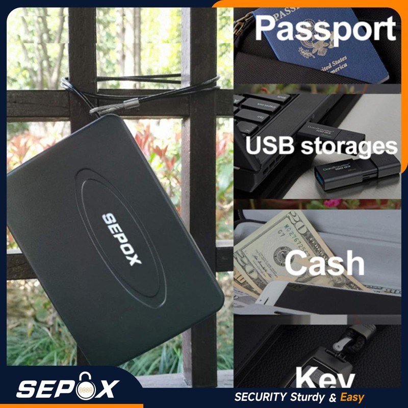 SEPOX® 2Pcs Water/Fire-Resistant Portable Security Case Lock Box Steel, Personal