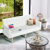 TYBOATLE Modern Faux Leather Upholstered Convertible USB Folding Futon Sofa