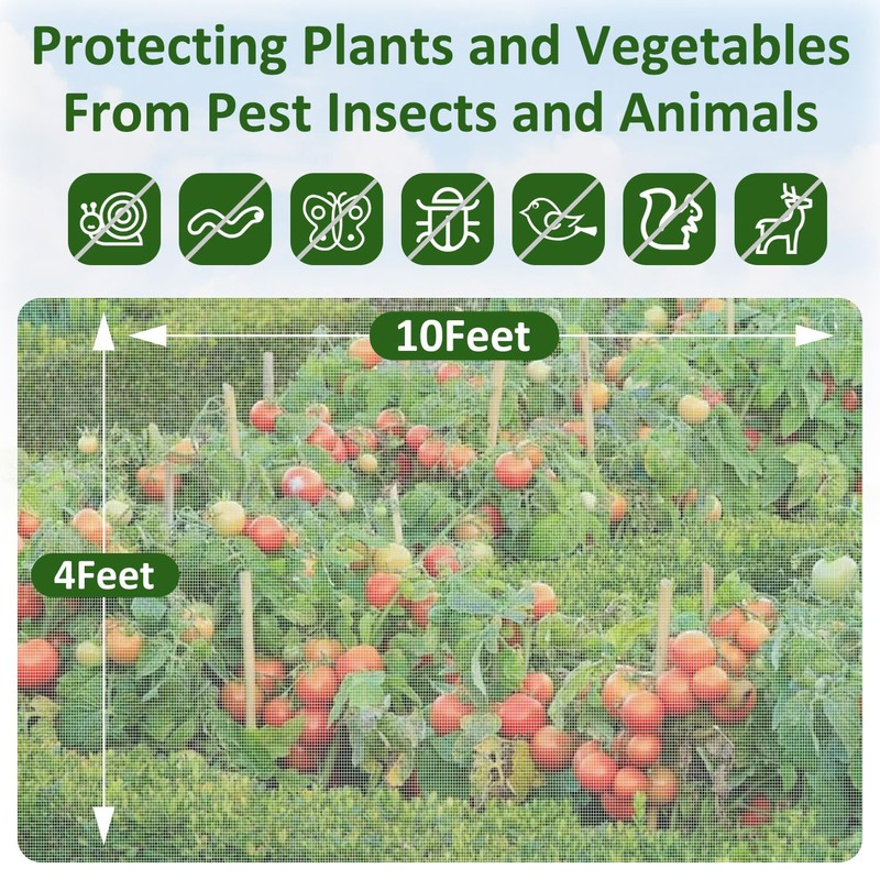Ultra Fine Garden Netting, 4'x10' Plant Netting Pest Barrier for