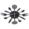 Black Kitchen Wall Clock Removable Modern Cutlery Kitchen Spoon Fork