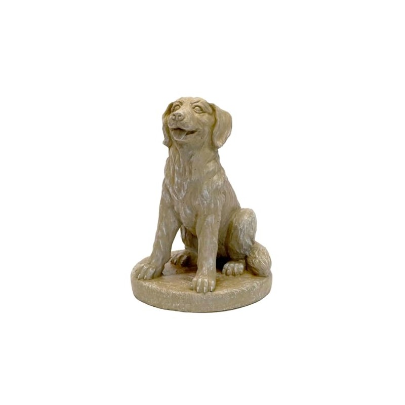 Solid Rock Stoneworks Sitting Golden Retriever on Base Concrete Statue,