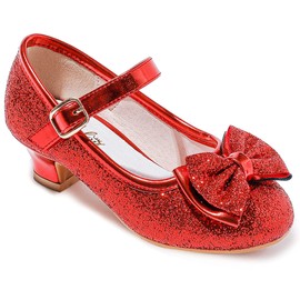 Walofou Red Flower Girl Shoes - Princess Shoes for Toddler/Little Kid & Big Kid (2801 Red 4)