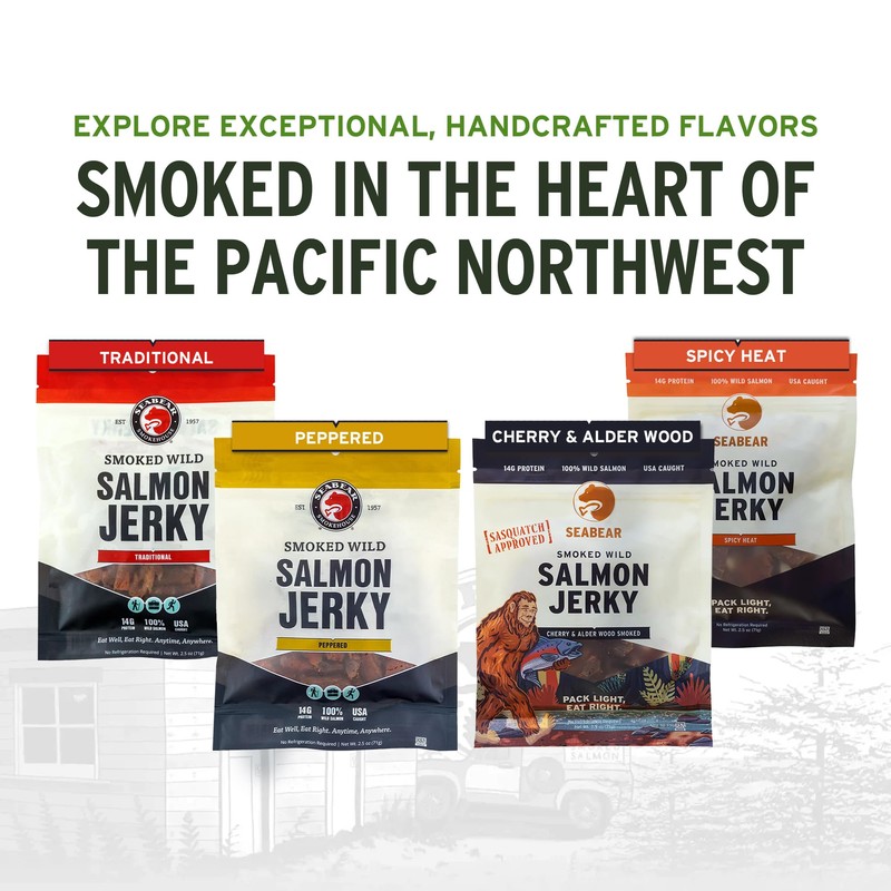 SeaBear Traditional Wild King Salmon Jerky 2-Pack Smoked Salmon Jerky,