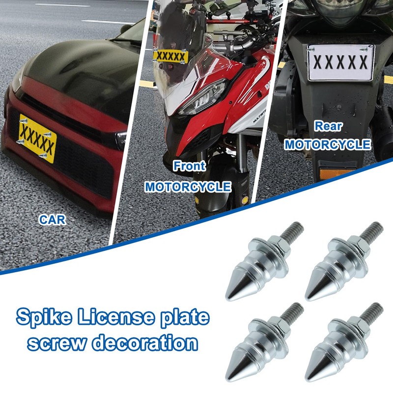 Bashineng Spike License Plate Screw Fasteners Kit License Plate Bolts