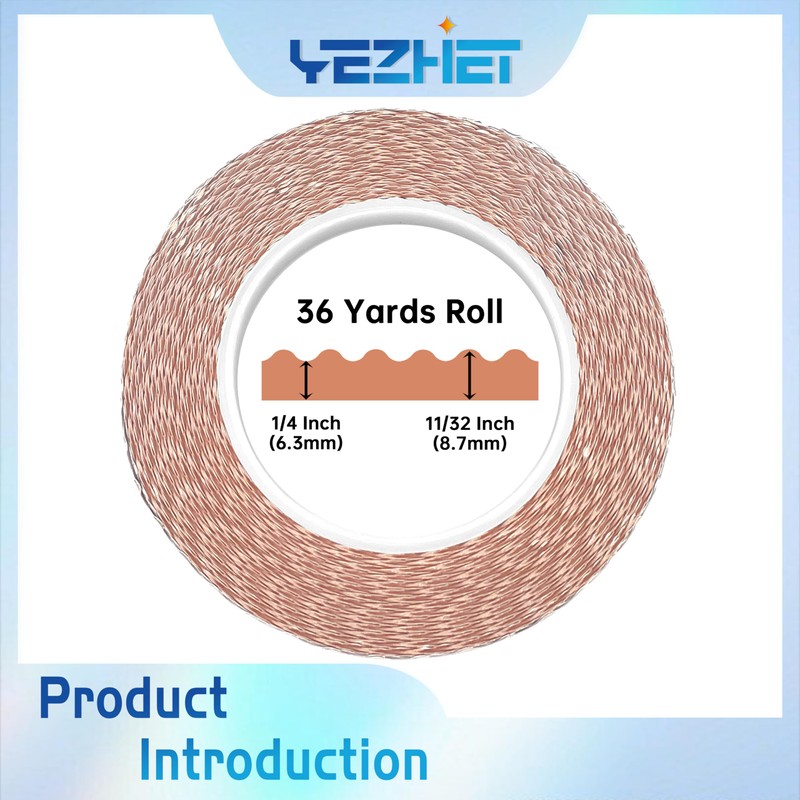 YEZHET Scalloped Copper Foil Tape, 1/4 Inch Black Backed Copper