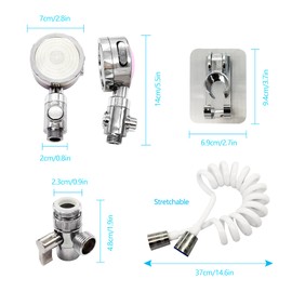 Basin Handheld Shower Kit 3-Mode Shower Head & 3-Way Diverter Valve & 1.5m Flexible Hose & No-Drill Wall Bracket Set for Hair Washing Pet Showering Bathroom Utility Room Laundry Tub