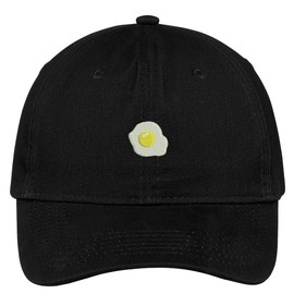 Trendy Apparel Shop Fried Egg Embroidered Low Profile Soft Cotton Brushed Baseball Cap - Black