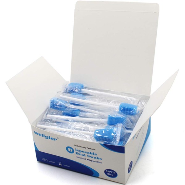 Disposable Oral Care Swabs Tooth Cleaning Mouth Swabs (50pcs blue)