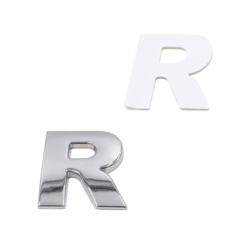 sourcing map Silver Metal R Letter Alphabet Sticker Emblem Badge