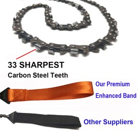 Homyall 24" Pocket Chainsaw 3x Faster With CUTTING BLADE ON EVERY LINK-Best Pocket Saw for Wood Cutting Outdoor Hiking Camping Survival Gear Garden Work With Pouch- Bonus Front Snap Carrying Case