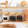 Suclain 3 Pcs Glass Coffee Container with Wooden Lid Spoon