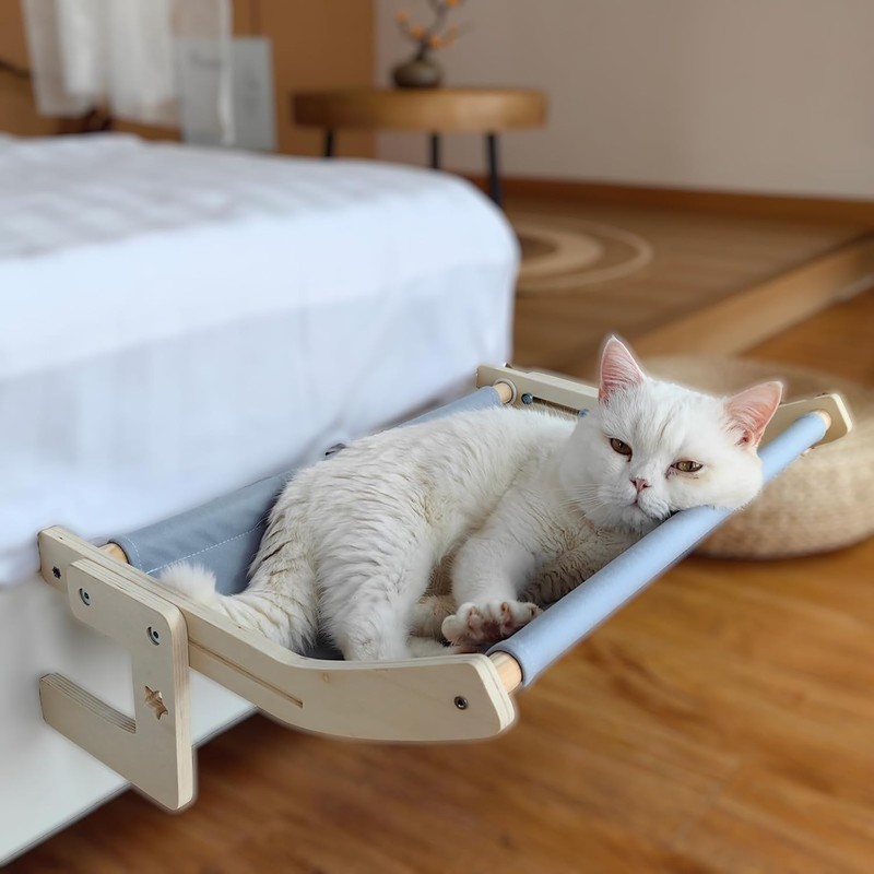 Cat Bedside Hammock and Window Perch, Cat Bed Attachment for