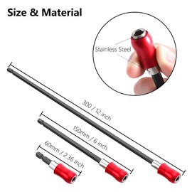 SeonFook 3 Pieces Drill Bit Holder 1/4 Inch Hex Shank Extension Set Power Drill bits Quick Change Chuck Adapter Magnetic Screwdriver Holders Kit for Impact Driver