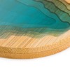 Round Ocean Wave Epoxy Resin and Bamboo Coaster Drink Mat