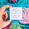 100 x Rustic Botanical 74mm Square Card Drink Tokens: Let's