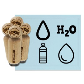 Water Bottle Hydrate H2O Drop Icons Tracker Rubber Stamp Set for Stamping Crafting Planners - 3/4 Inch Small