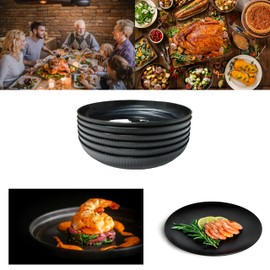 6 Pack Wheat Straw Plates Reusable Dinner Plates, Durable & Lightweight, Perfect for Home, Parties, Camping, and Dishwasher Safe (Black)
