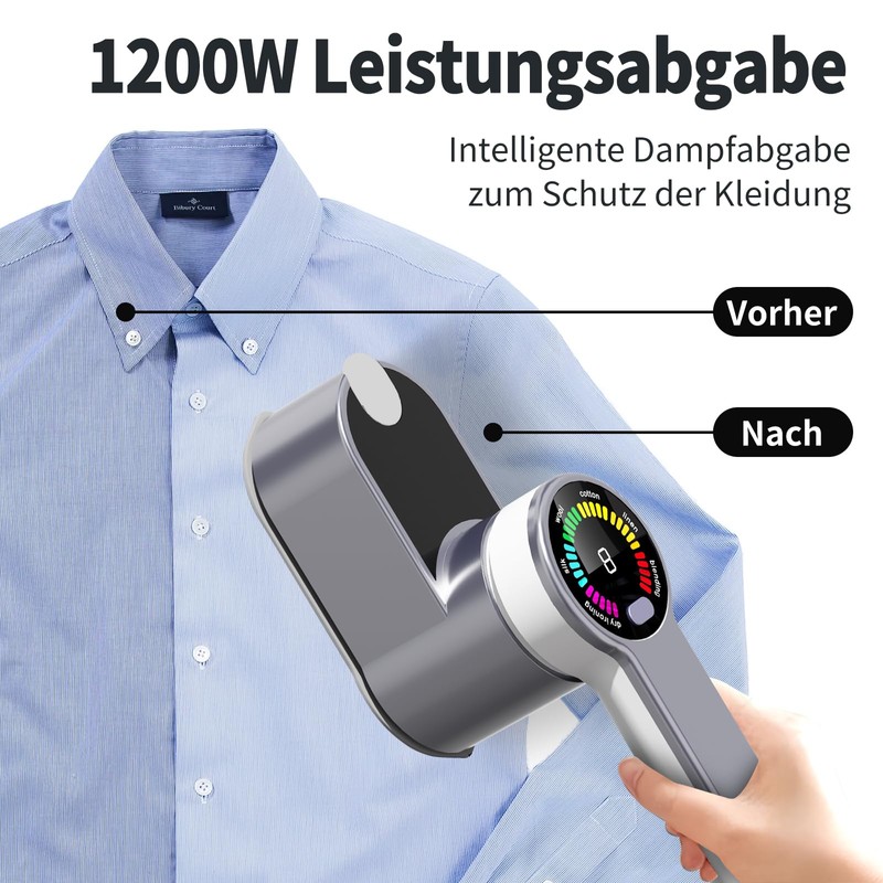 Lutranstra Reisebügeleisen, 1200 W Tragbares Mini-Reisebügeleisen Mit 5 Dampfeinstellungen Und