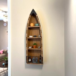 ATT Home Wood Boat Shelf Wall Decor, Decorative Standing Boat Shelves Tabletop Home Decor - 31.5''inch