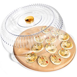 AceList Reversible Wood Deviled Egg Platter with Lid - Charcuterie Board Egg Holder - Egg Containers Countertop Refrigerator for Easter and Thanksgiving (with Lid and Tray)