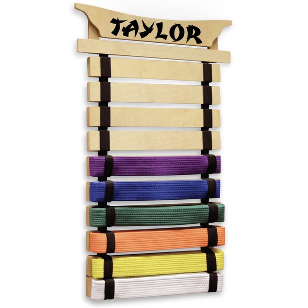 Milliard Karate Belt Display – Holds 10 Martial Arts Belts - Personalize with Stickers
