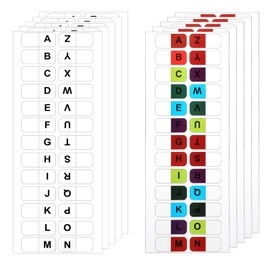 A-Z 26 Alphabet Tabs, Self Adhesive - White and Colorful Letters, 260 Pcs, 10 Sheets