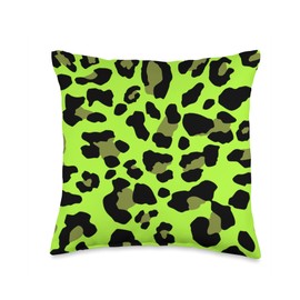 Animal Print Cute And Fun Patterns Leopard Print Stylish Cheetah Summer Pattern Cool Lime Green Throw Pillow, 16x16, Multicolor