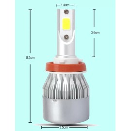 C6 LED Headlight Kit H11 H8 H9 6500K White Fog Light Bulbs Bright High or Low Beam